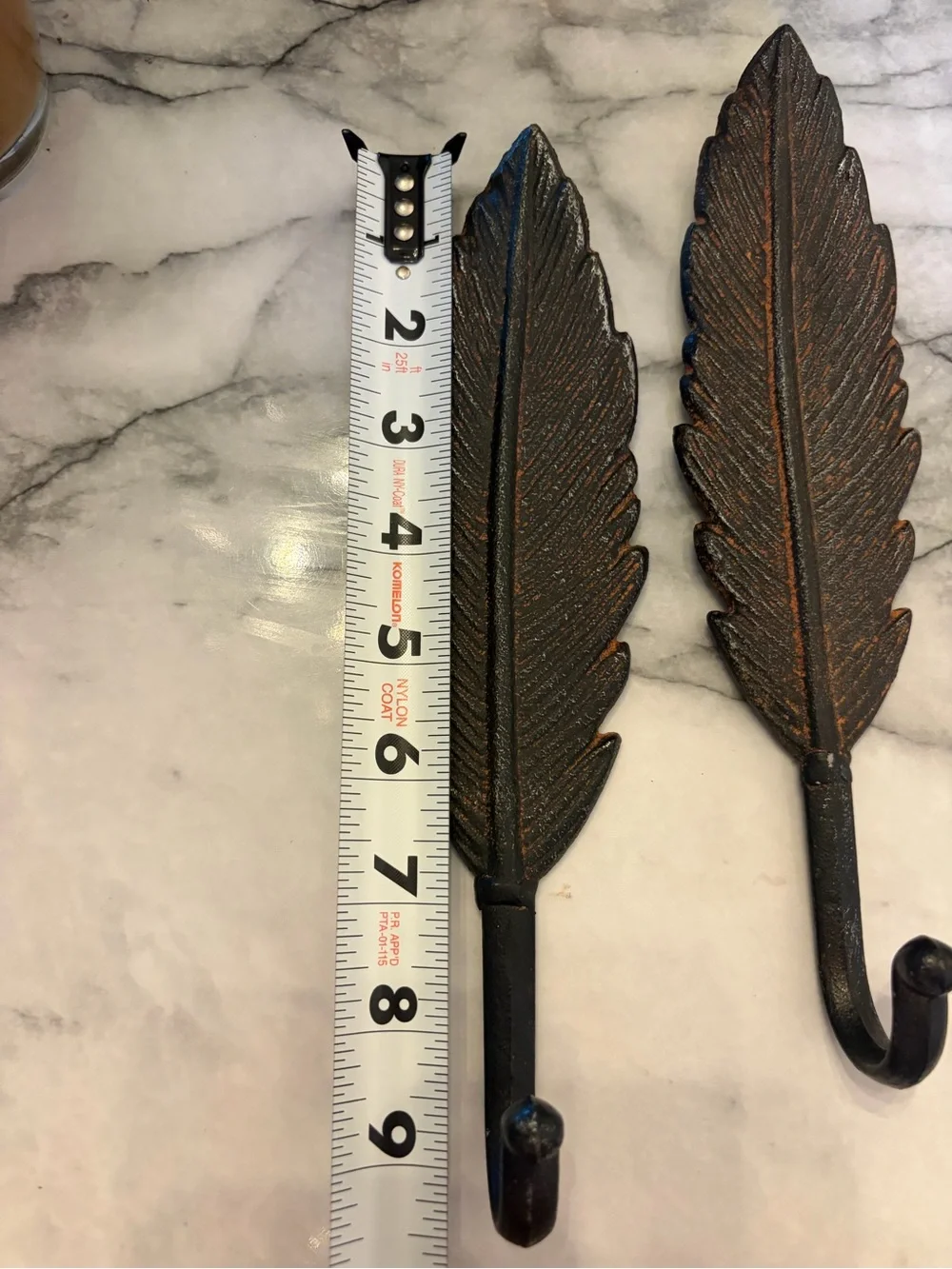Feather Wall Hooks Set - Rustic Brown Decorative Hooks